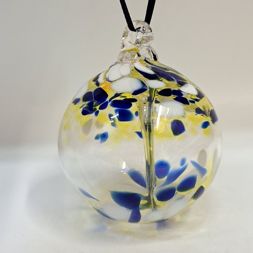 Click to view detail for DB-992 Ornament Witch's Ball Yellow & Cobalt $37